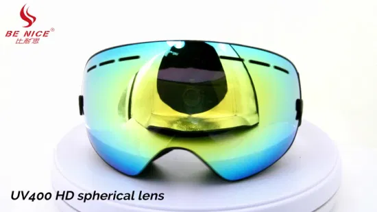 Óculos de esqui com lente dupla camada, óculos de esqui benice neve 4600 para crianças, óculos de esqui personalizados com revestimento espelhado